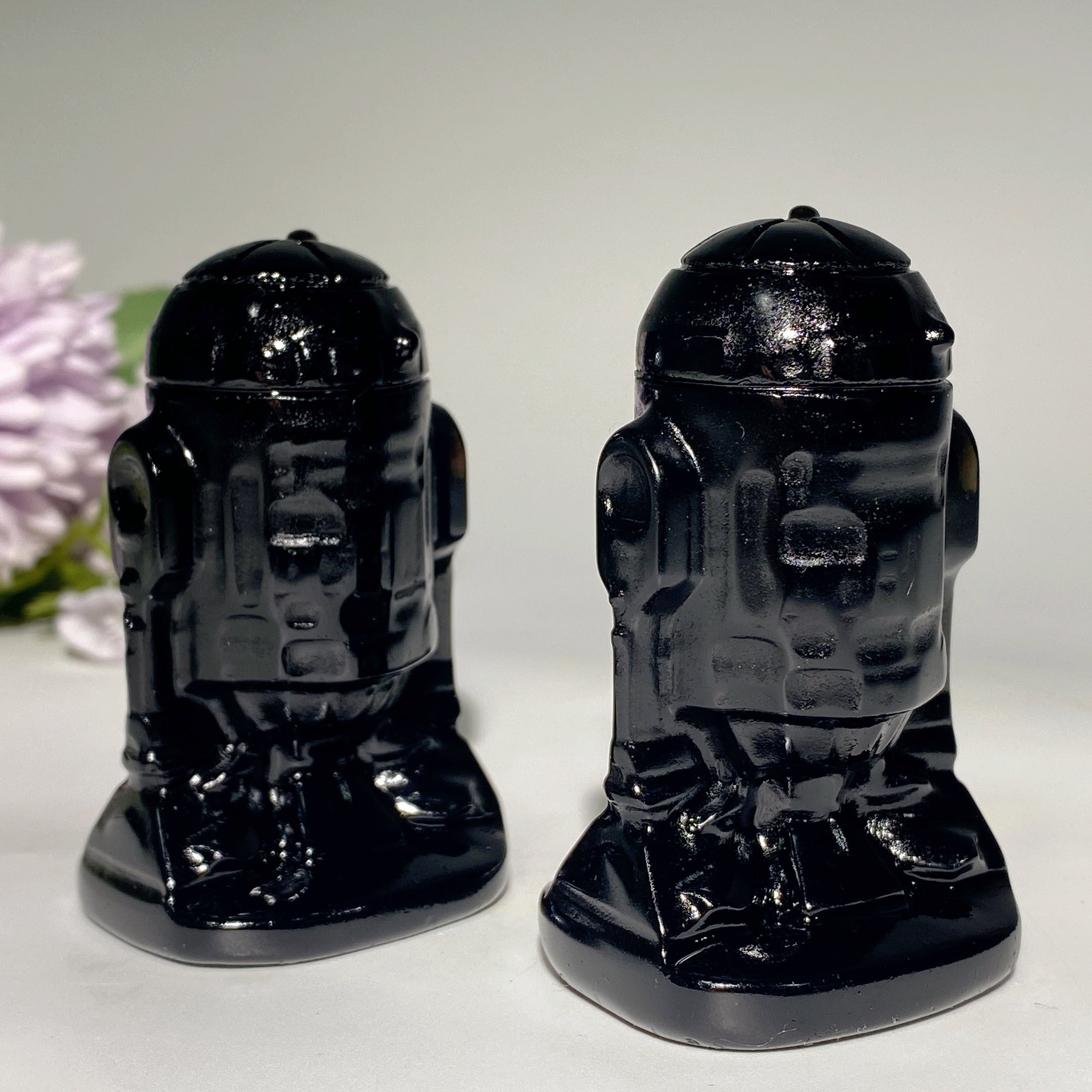 2.5-Inch Black Obsidian Robot Crystal Figurine
