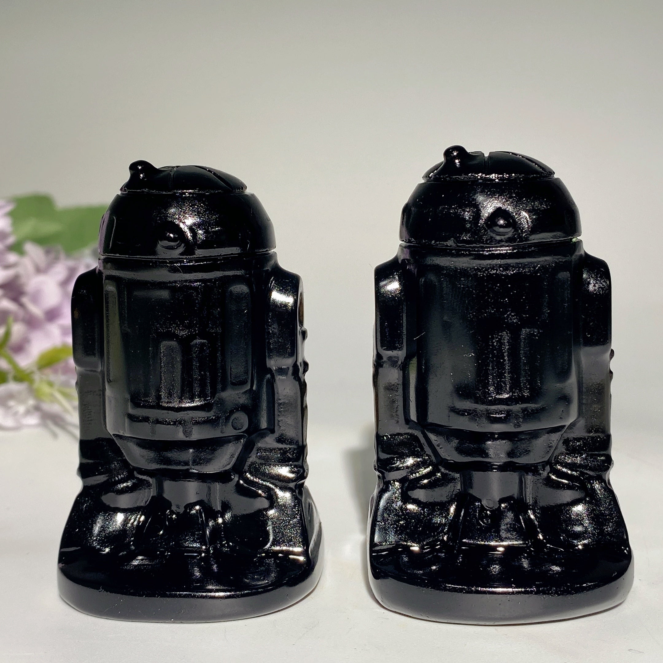 2.5-Inch Black Obsidian Robot Crystal Figurine