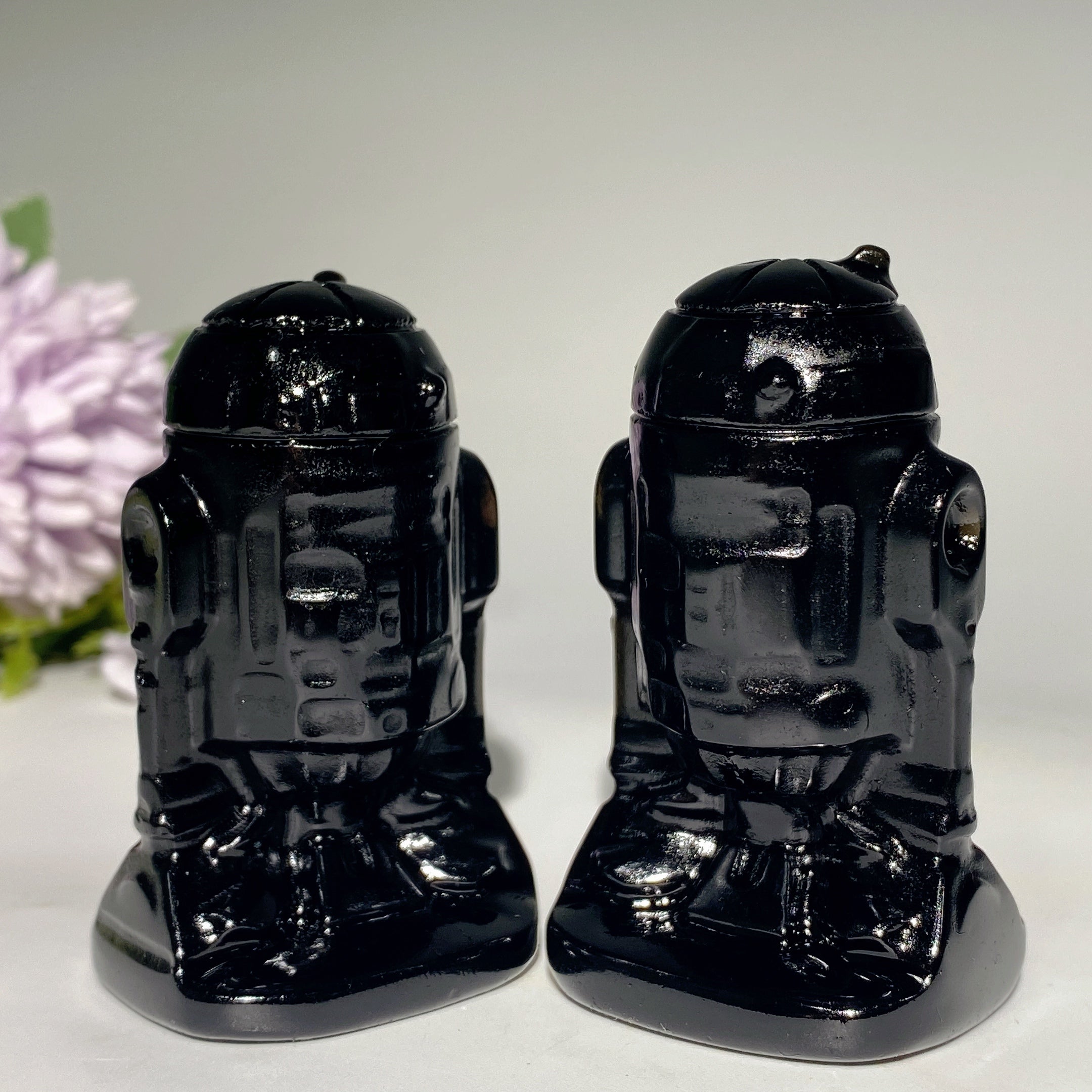 2.5-Inch Black Obsidian Robot Crystal Figurine