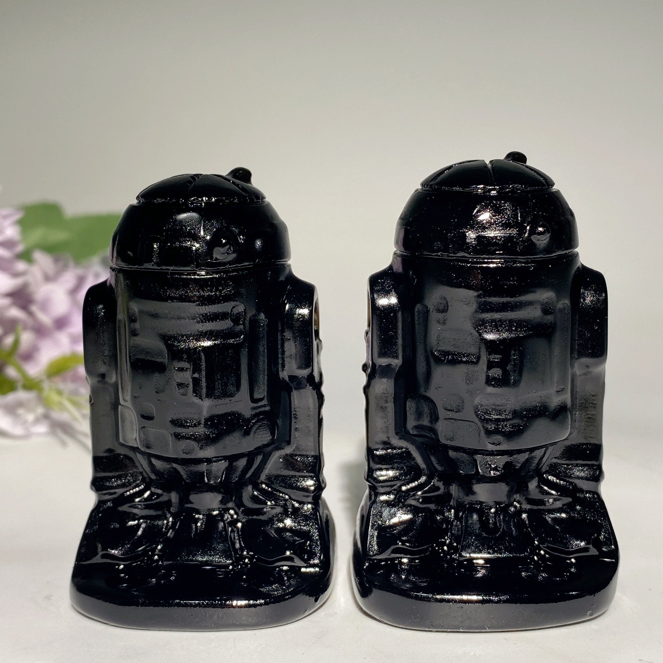 2.5-Inch Black Obsidian Robot Crystal Figurine