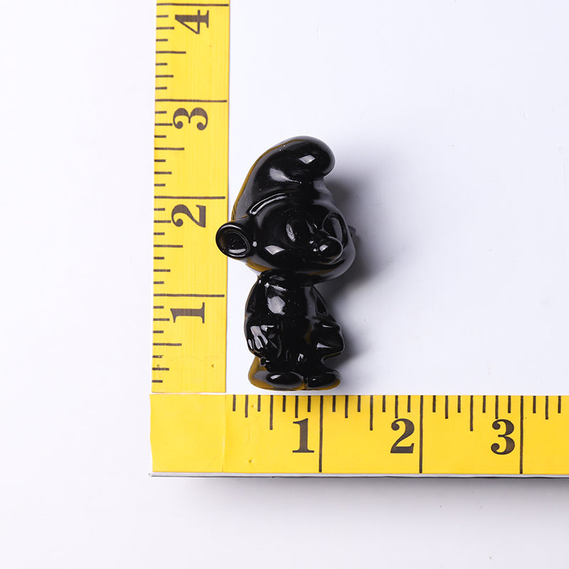 2.5-inch Black Obsidian Smurfs Crystal Figurine Carving