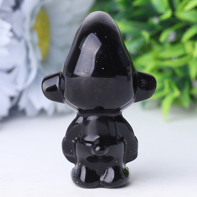 2.5-inch Black Obsidian Smurfs Crystal Figurine Carving
