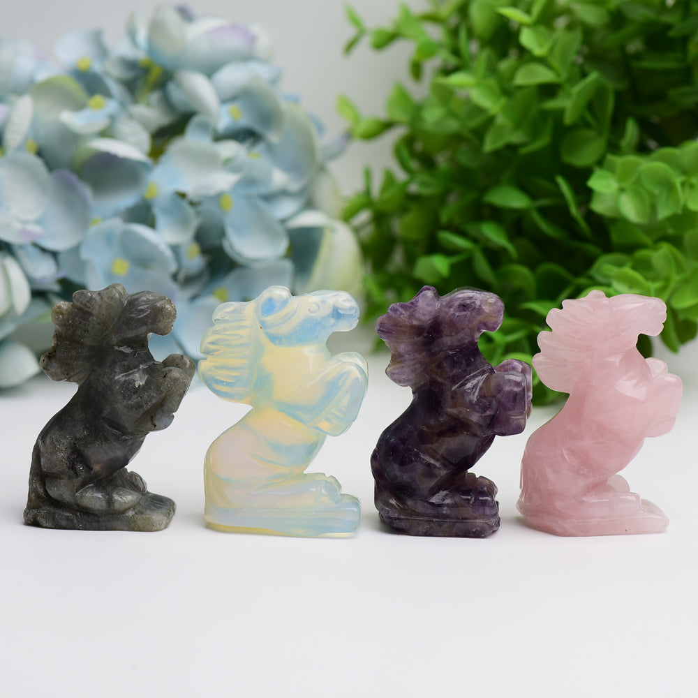 2.5-inch Dream Amethyst Crystal Horse Carving Figurine