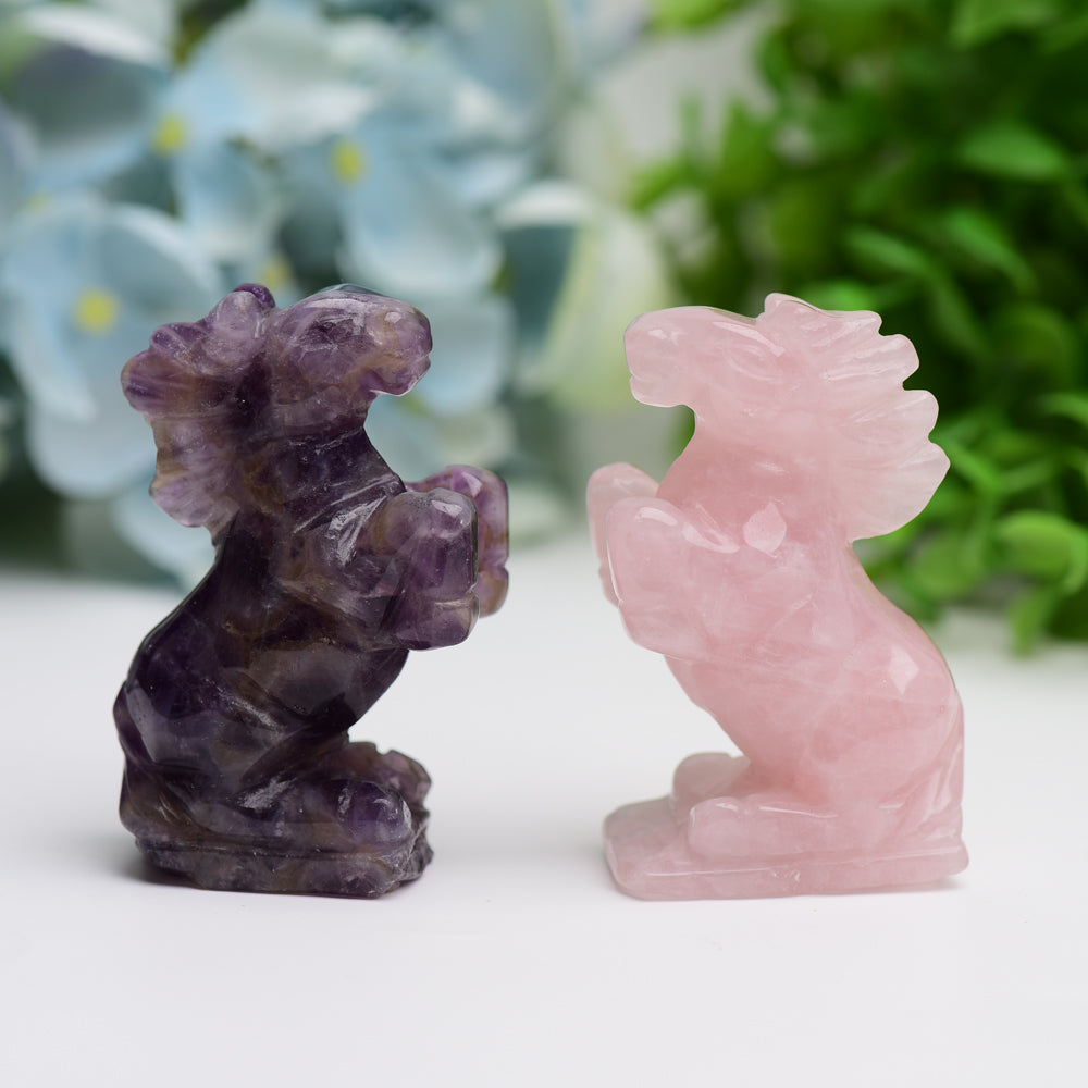 2.5-inch Dream Amethyst Crystal Horse Carving Figurine