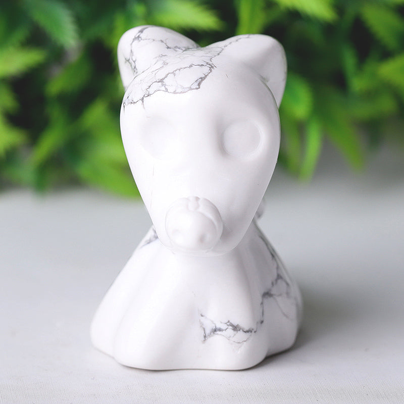2.5 inch Howlite Crystal Dog Carving Figurine