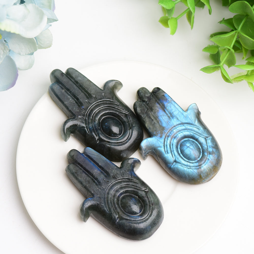 2.5 Inch Labradorite Hand Crystal Figurine with Eye