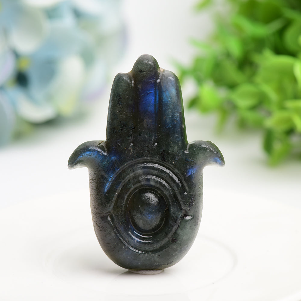 2.5 Inch Labradorite Hand Crystal Figurine with Eye
