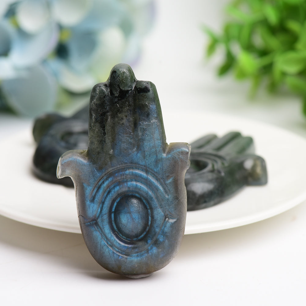 2.5 Inch Labradorite Hand Crystal Figurine with Eye