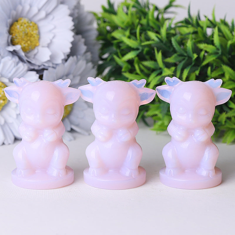 2.5 Inch Pink Opalite Crystal Figurine Carving