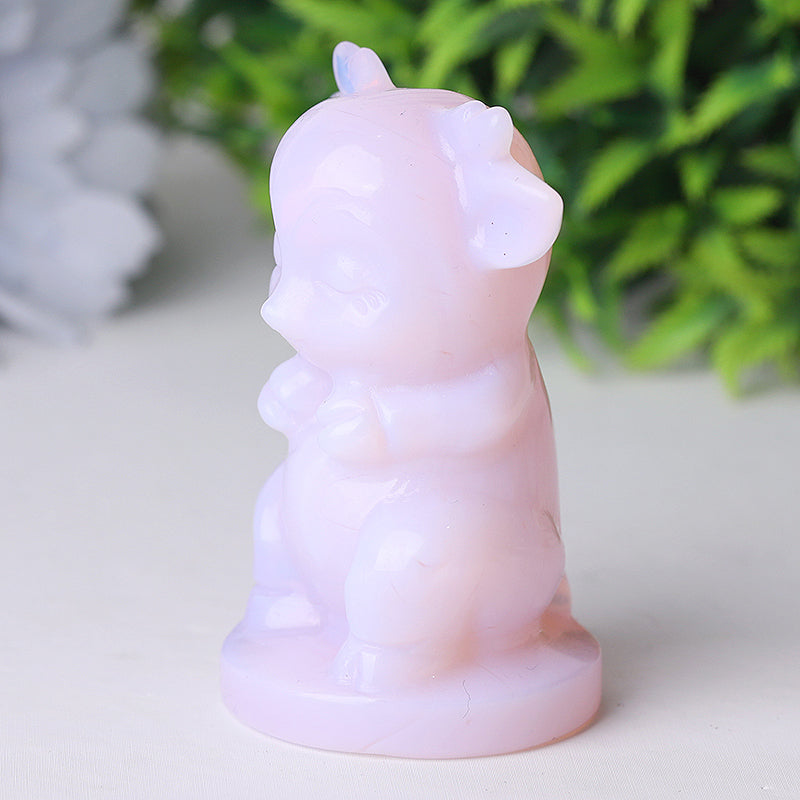 2.5 Inch Pink Opalite Crystal Figurine Carving