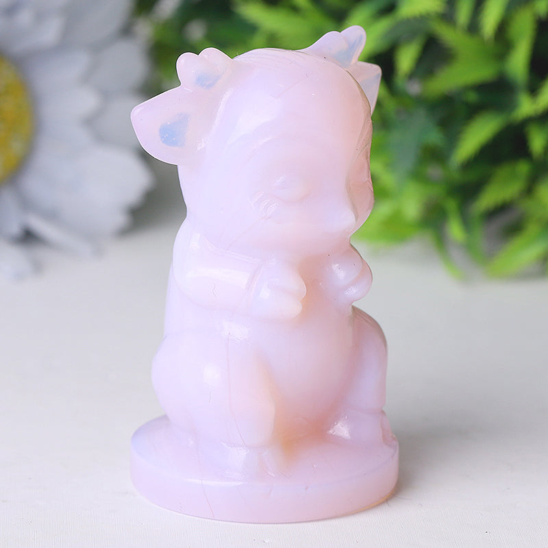2.5 Inch Pink Opalite Crystal Figurine Carving