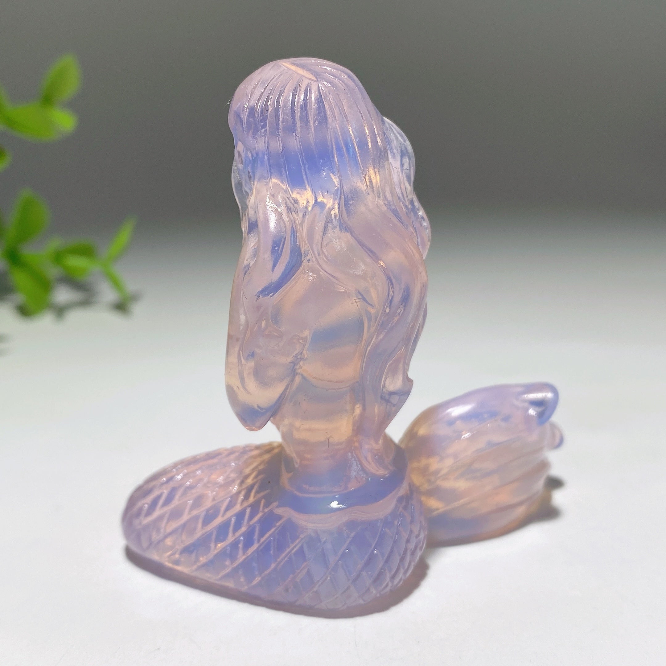 2.5 Inch Pink Opalite Mermaid Crystal Figurine Carving