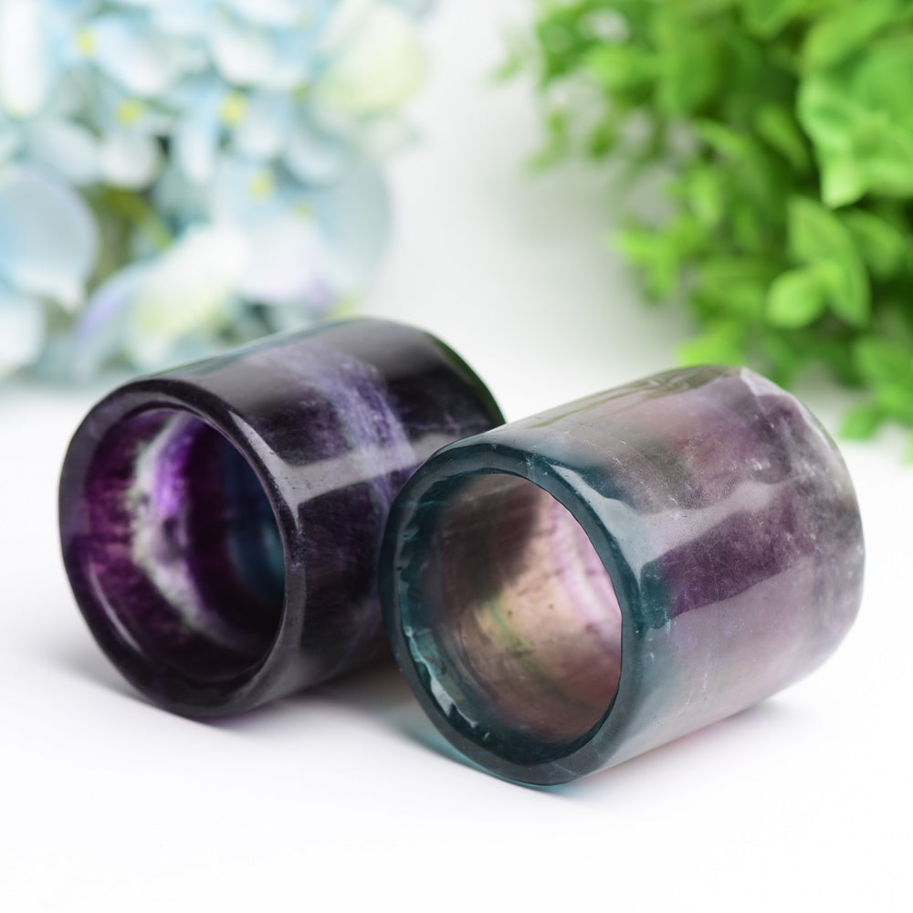 2.5 Inch Rainbow Fluorite Crystal Cup Sculpted Decor