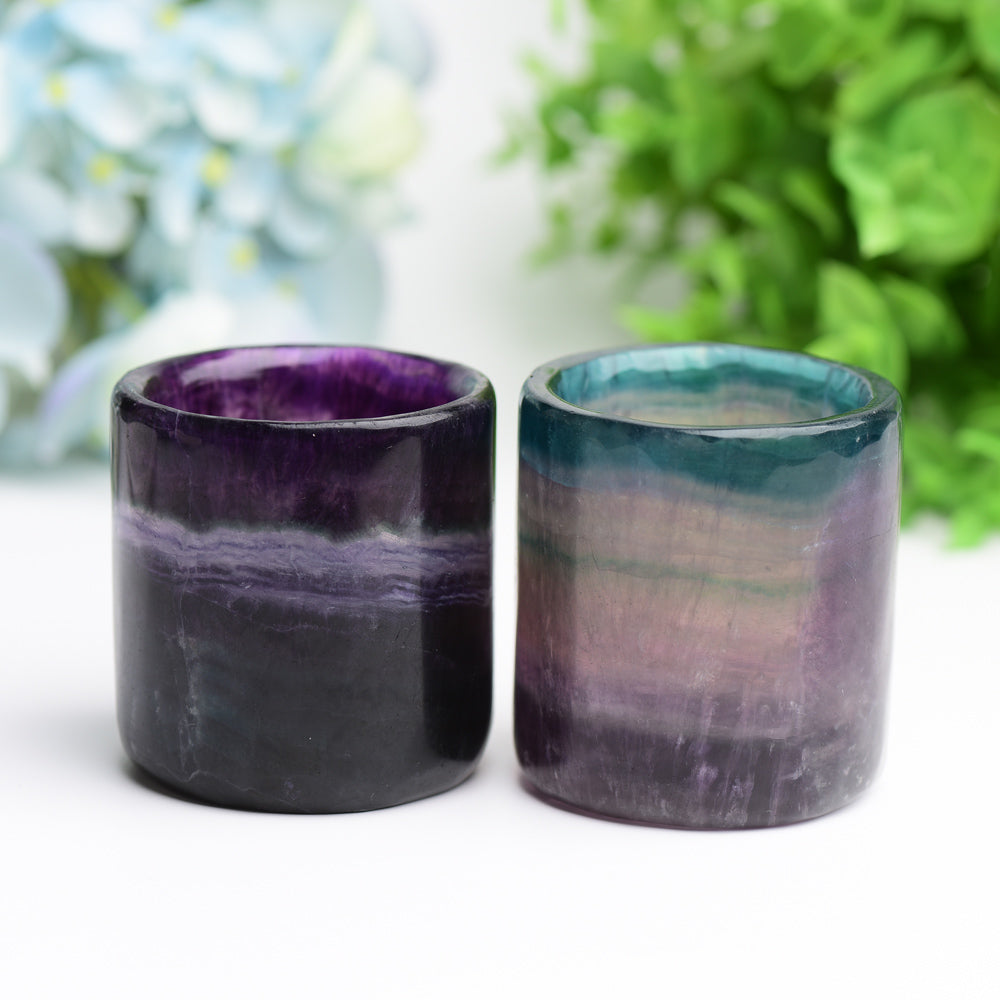 2.5 Inch Rainbow Fluorite Crystal Cup Sculpted Decor