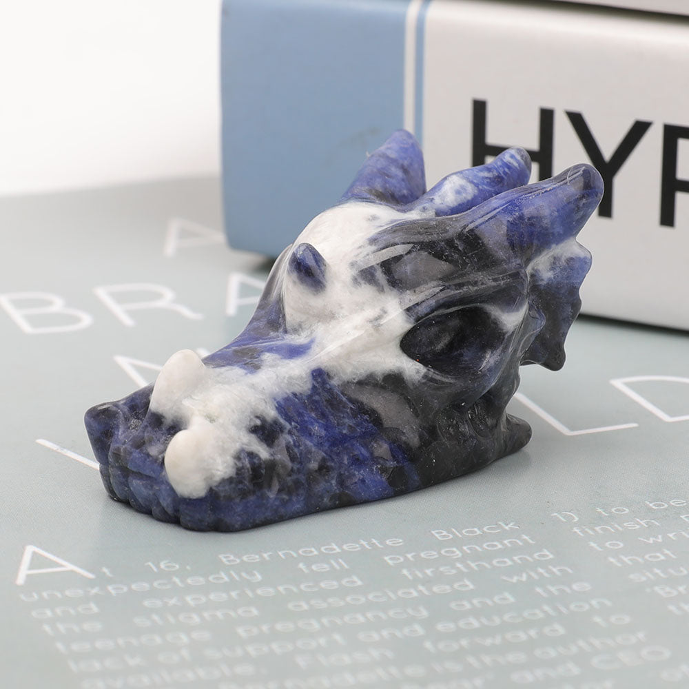 2.5 inch Sodalite Dragon Head Crystal Carving for Spiritual Healing