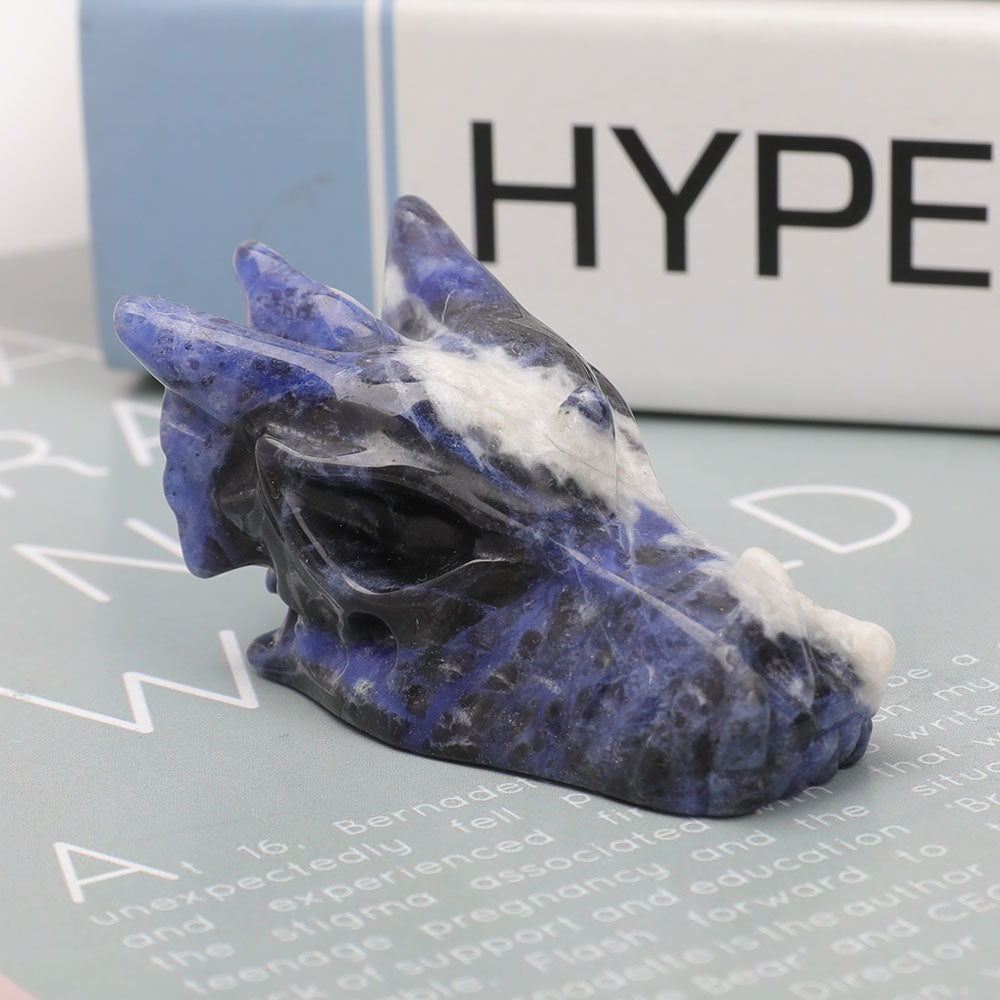 2.5 inch Sodalite Dragon Head Crystal Carving for Spiritual Healing