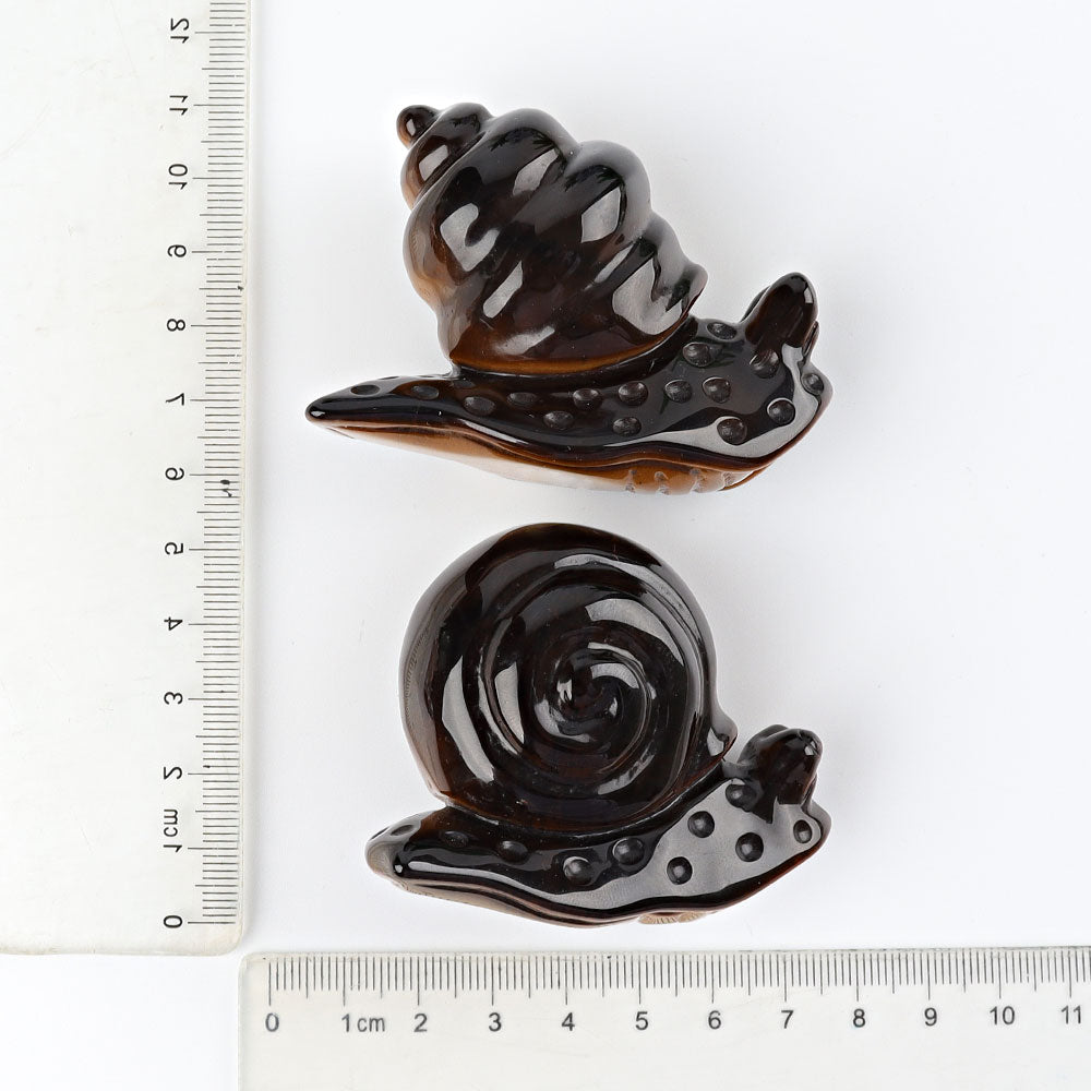 2.5 Inch Tiger Eye Snail Crystal Figurine Carving
