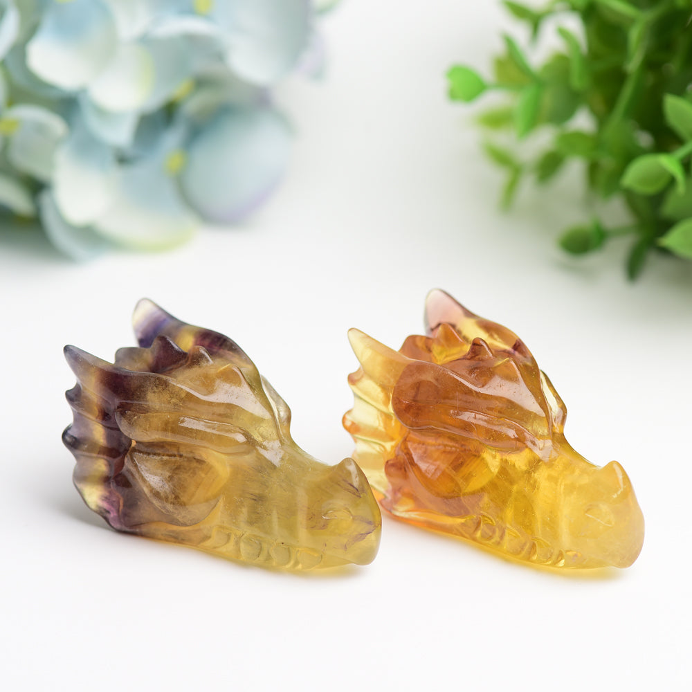 2.5-inch Yellow Fluorite Dragon Crystal Carving for Healing