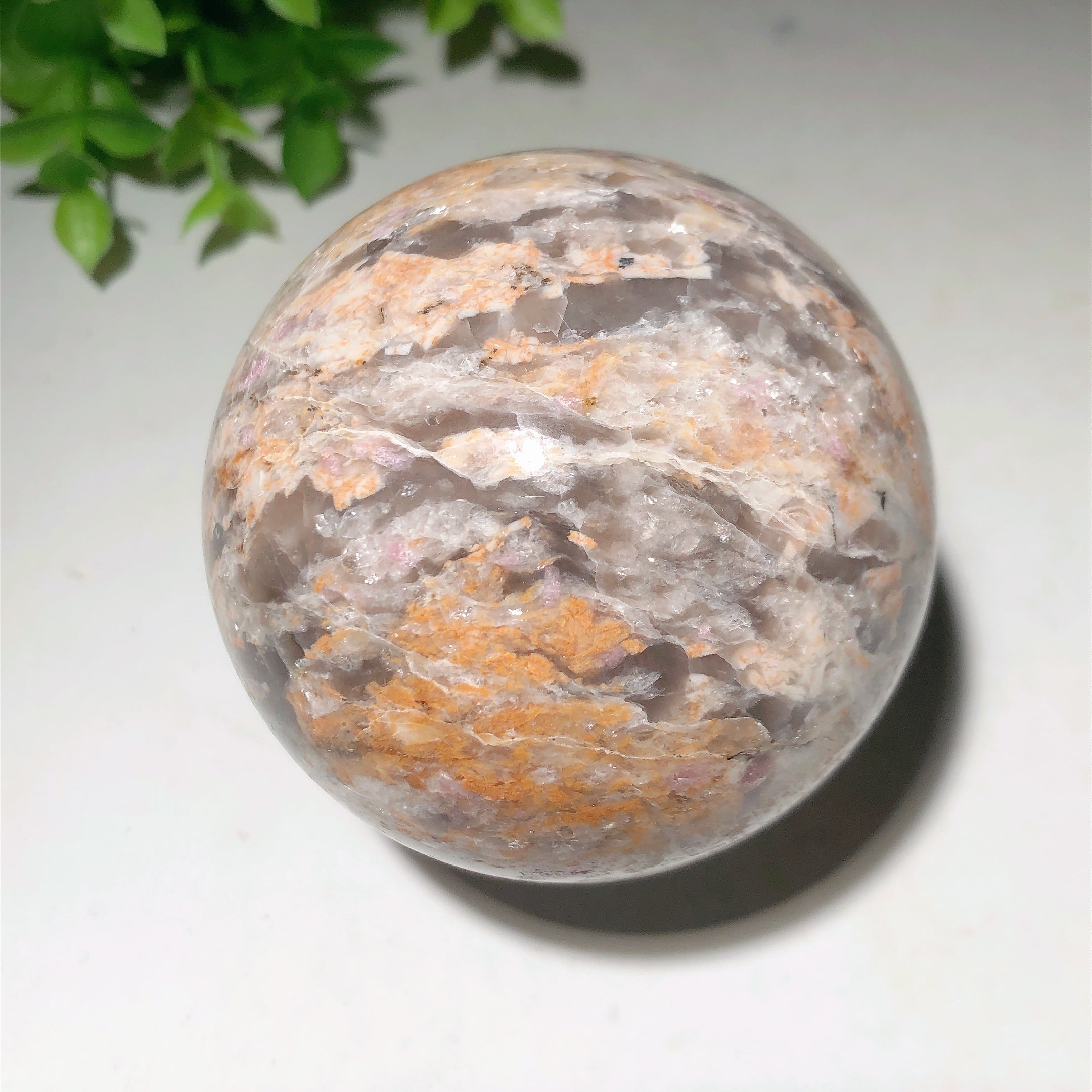 2.5" Pink Tourmaline in Mica Smoky Quartz Crystal Sphere