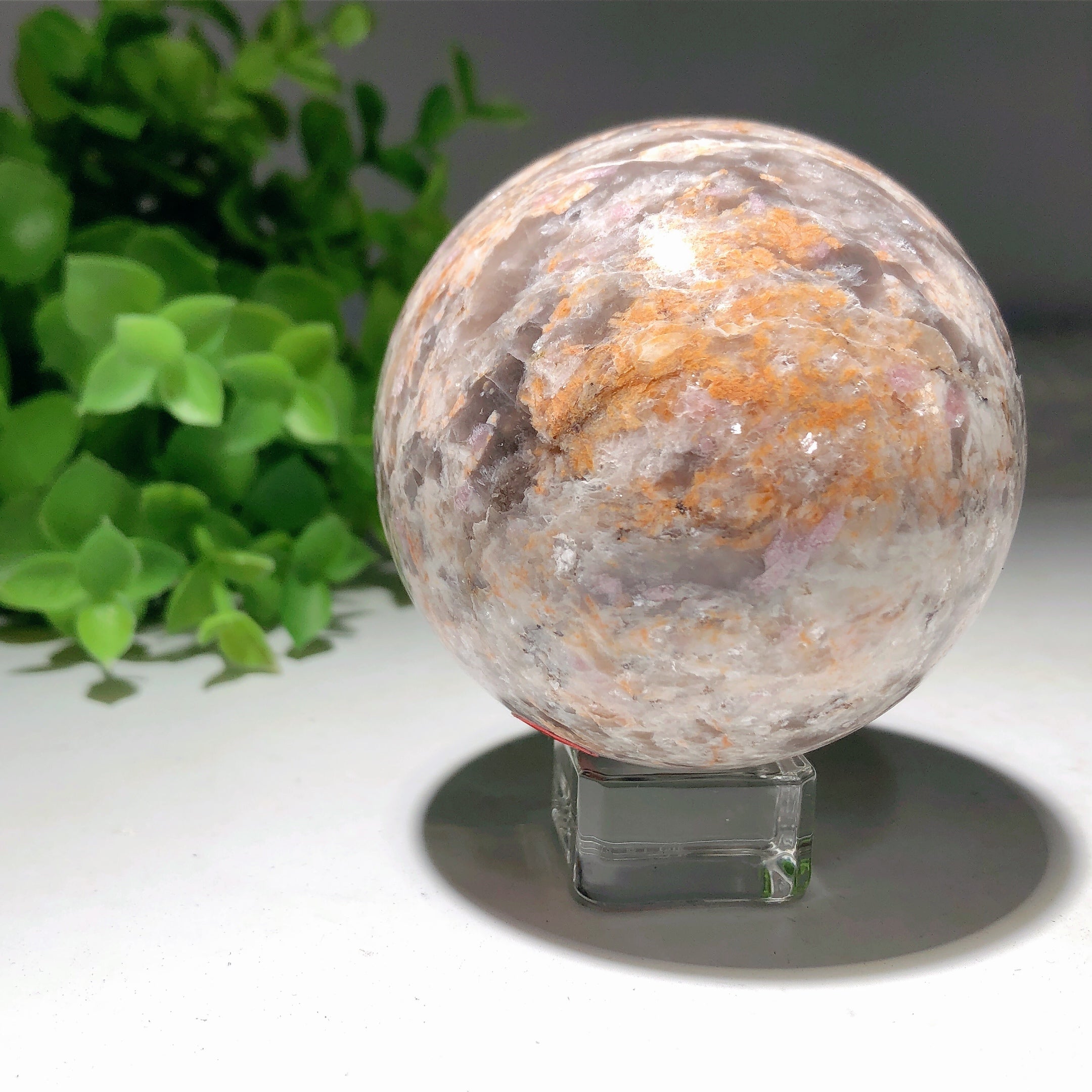 2.5" Pink Tourmaline in Mica Smoky Quartz Crystal Sphere