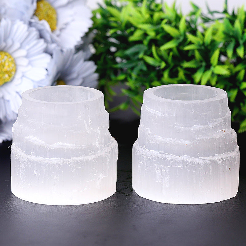 2.5" Selenite Tower Candle Holder for Meditation & Decor