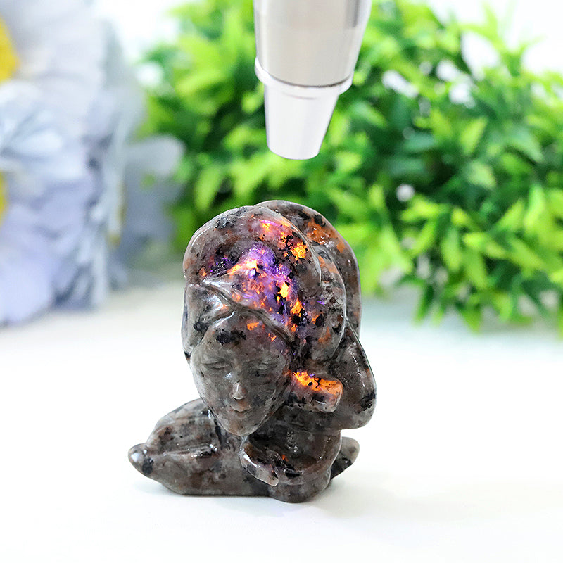 2.5" Yooperlite Medusa Crystal Figurine for Healing