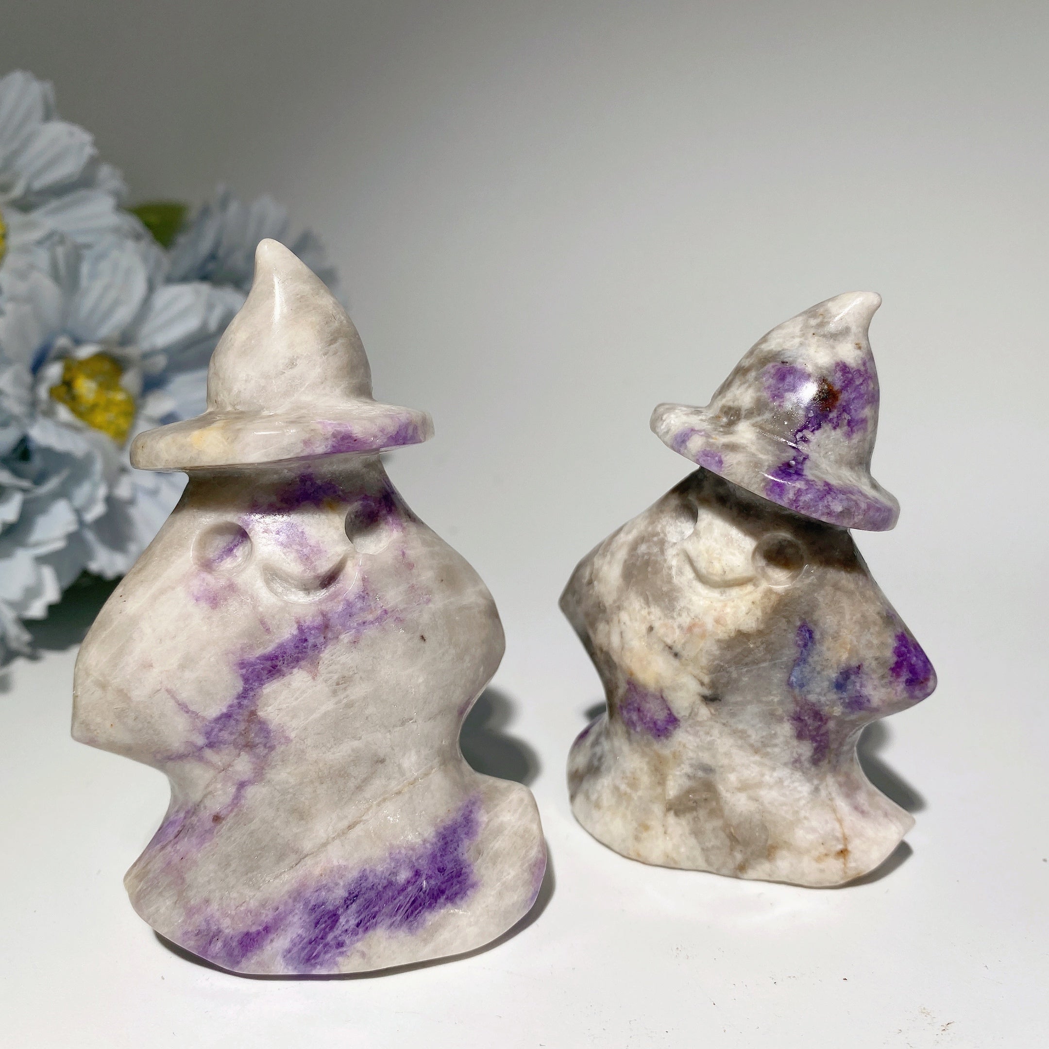 2.6-3.3 Inch Hackmanite Crystal Figurines | Witch Hat, Ghost, Bat