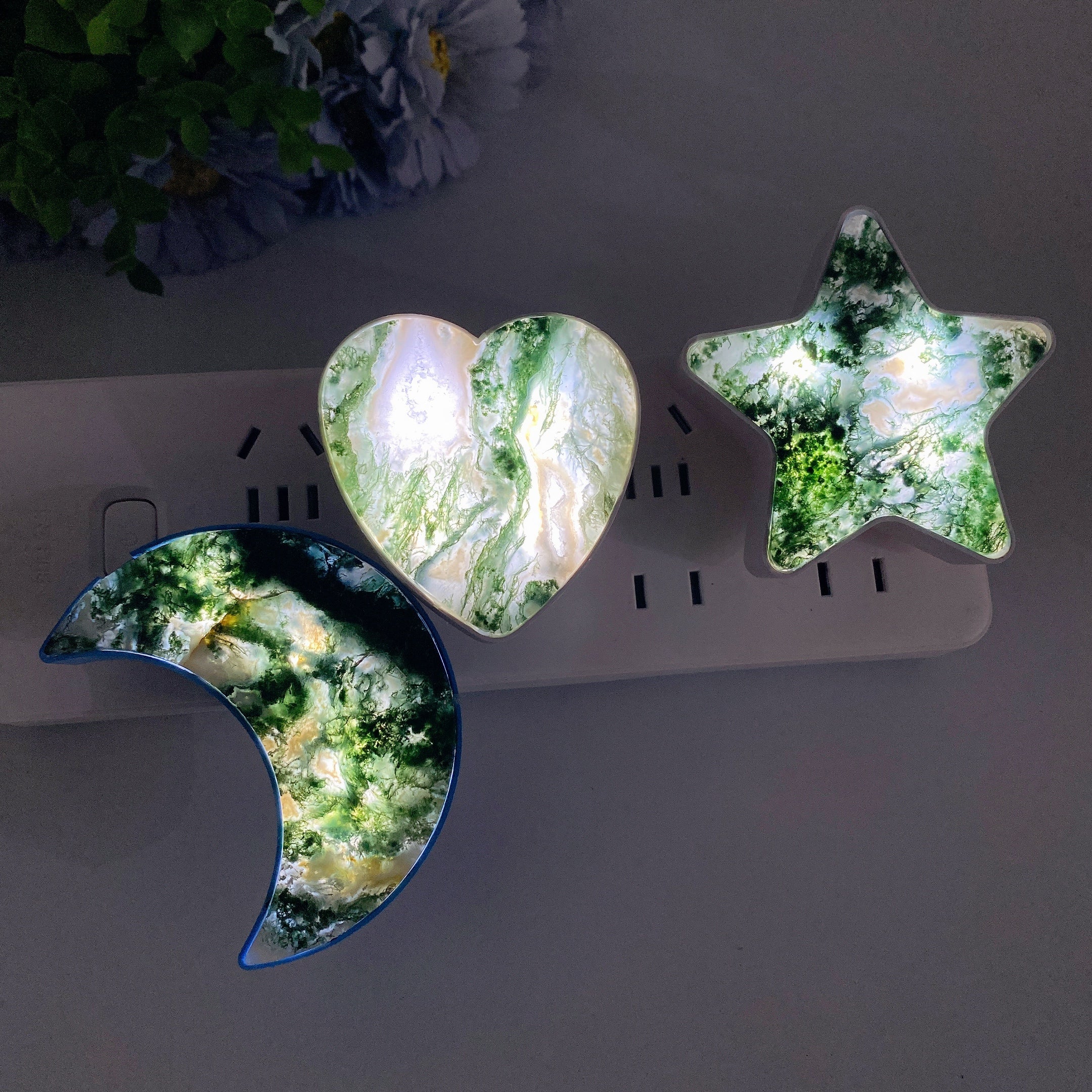 2.6-3.3 Inch Mixed Crystal Heart Moon Star Healing Lamp
