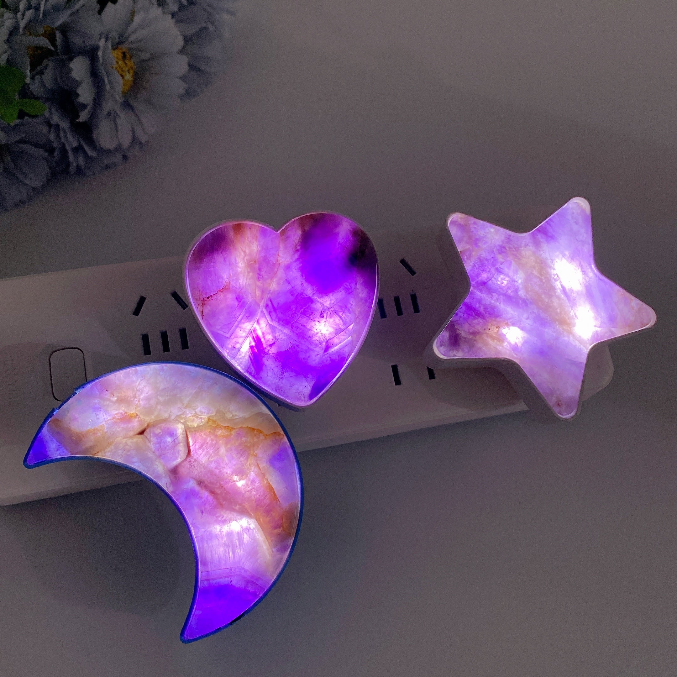2.6-3.3 Inch Mixed Crystal Heart Moon Star Healing Lamp