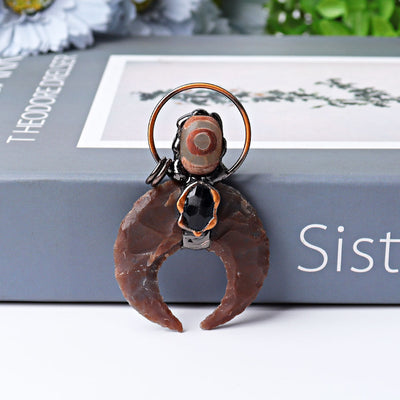 2.6 inch Agate Moon Shape Crystal Pendant for Jewelry DIY