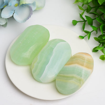 2.6-Inch Caribbean Calcite Healing Palm Stone for Meditation