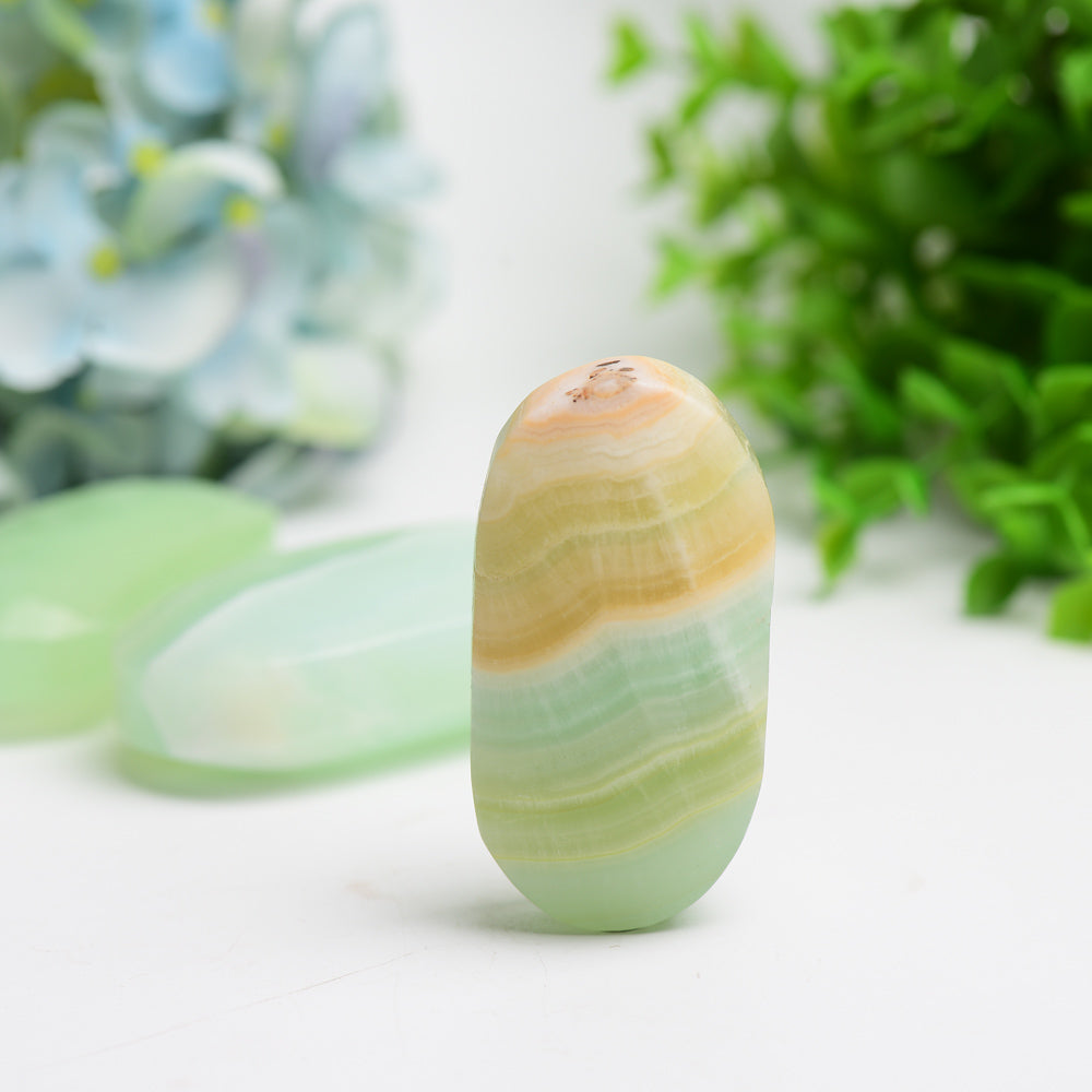 2.6-Inch Caribbean Calcite Healing Palm Stone for Meditation