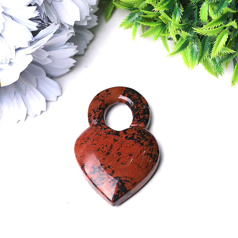 2.6 inch Crystal Heart Carvings in Mahogany, Opalite & Fluorite