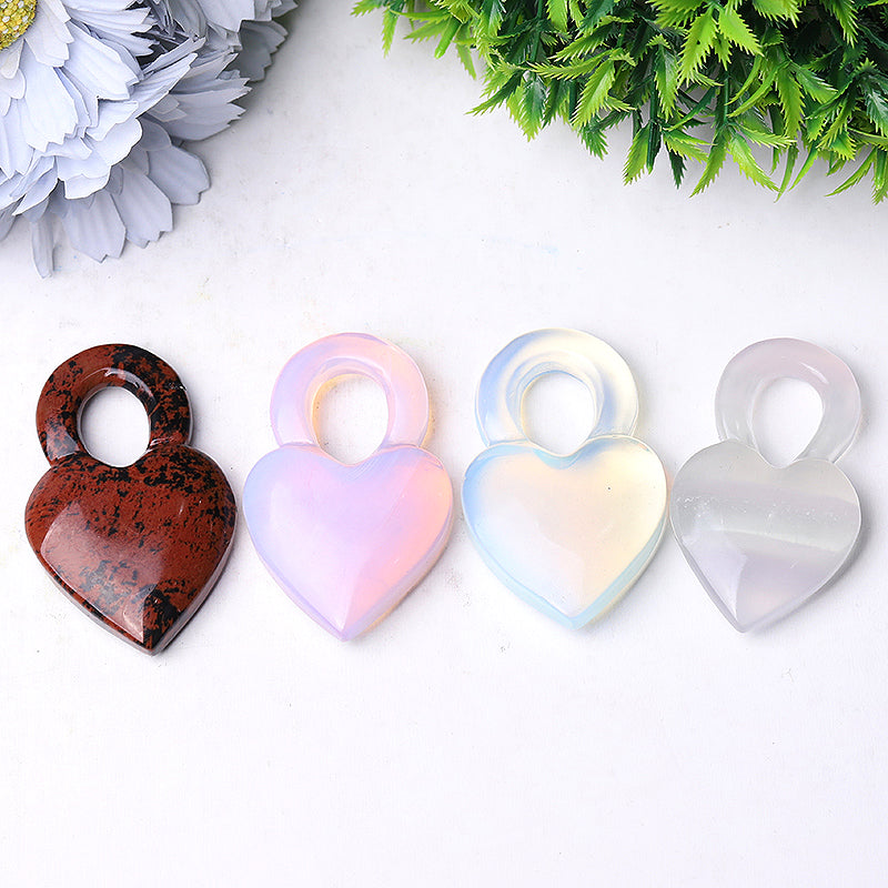 2.6 inch Crystal Heart Carvings in Mahogany, Opalite & Fluorite