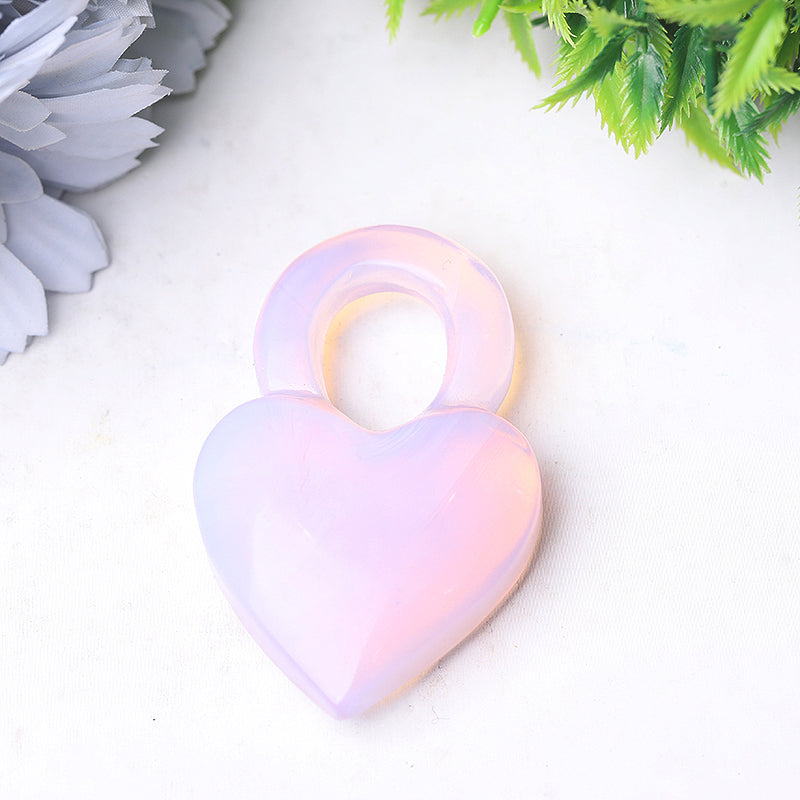 2.6 inch Crystal Heart Carvings in Mahogany, Opalite & Fluorite