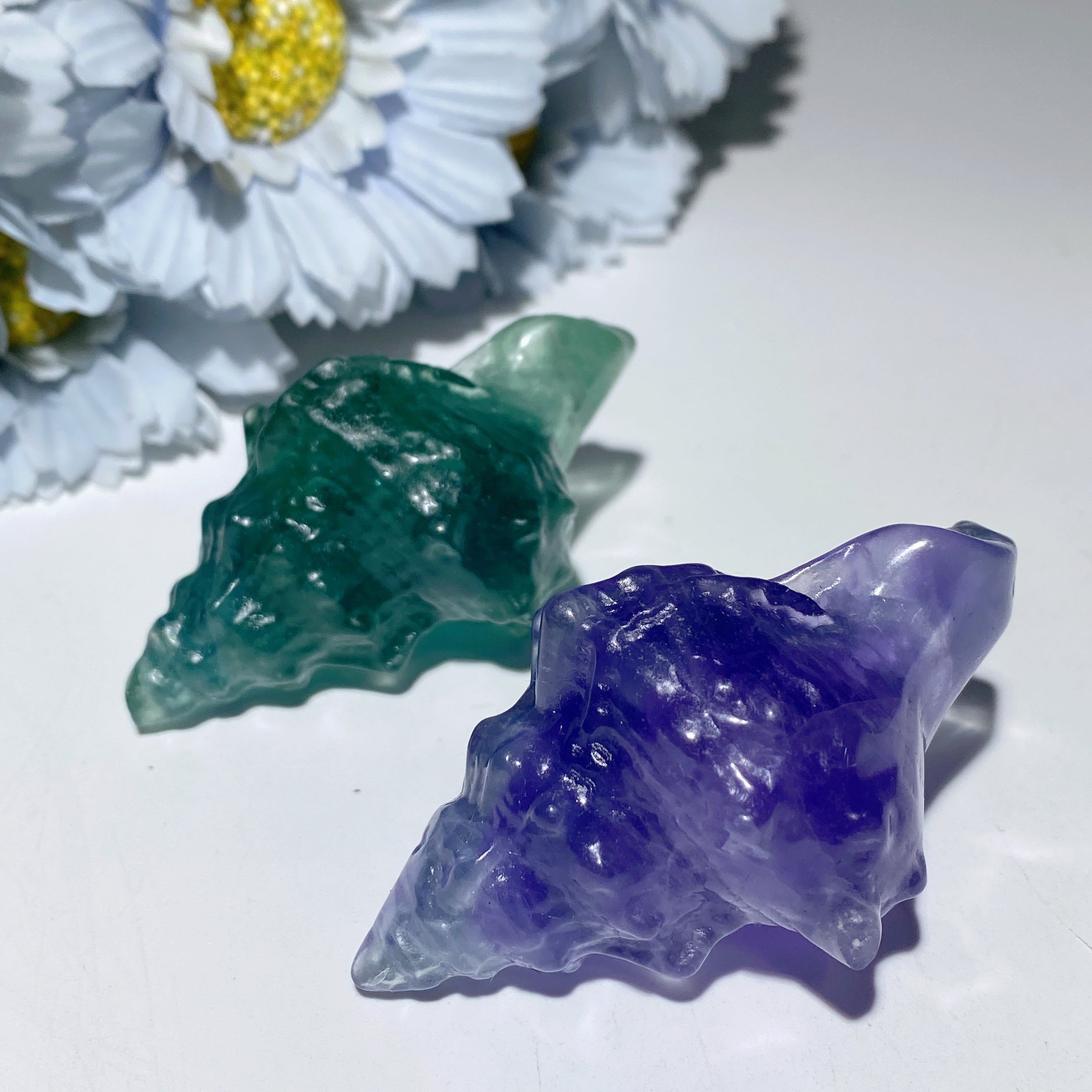 2.6 Inch Fluorite Crystal Conch Figurine for Healing Meditation