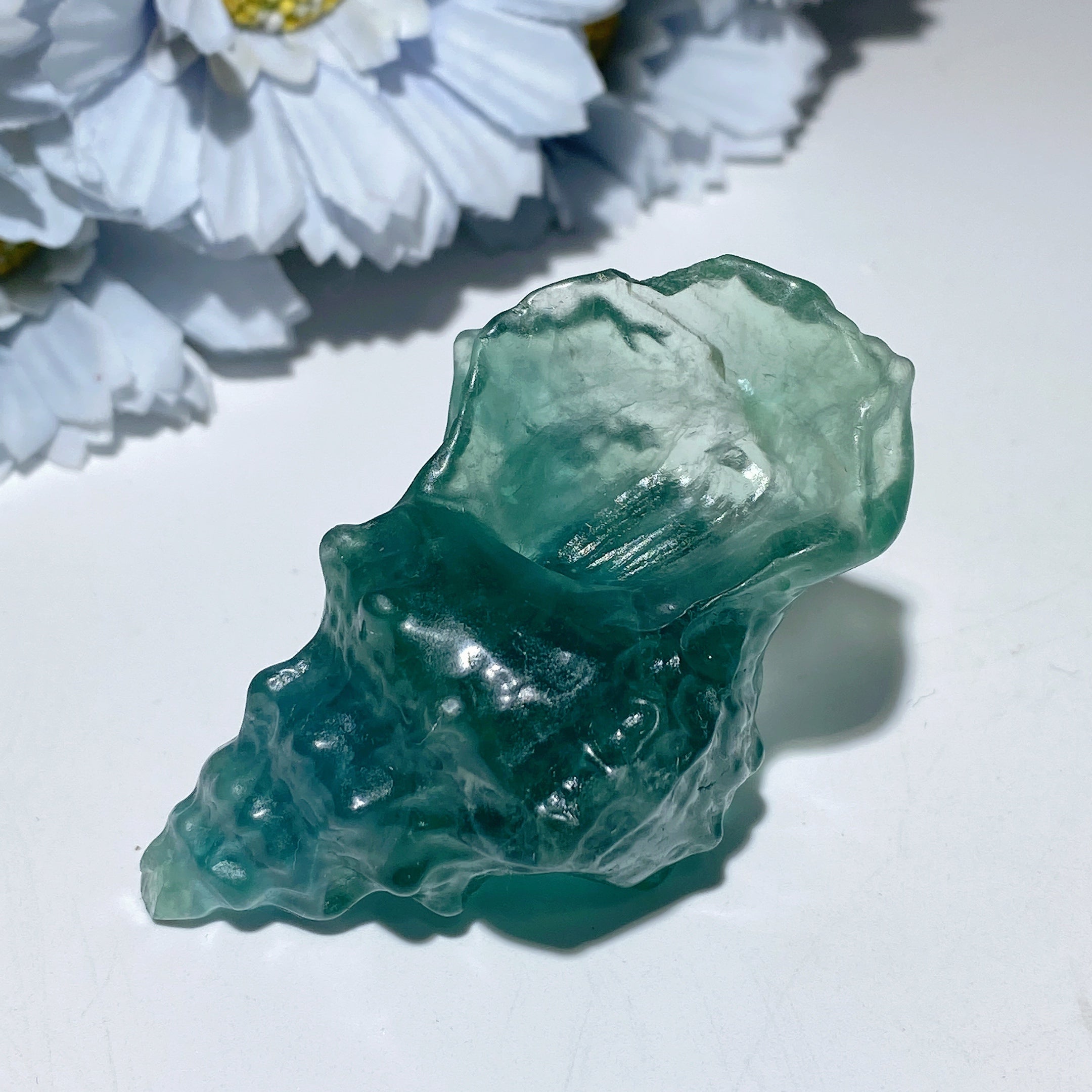 2.6 Inch Fluorite Crystal Conch Figurine for Healing Meditation