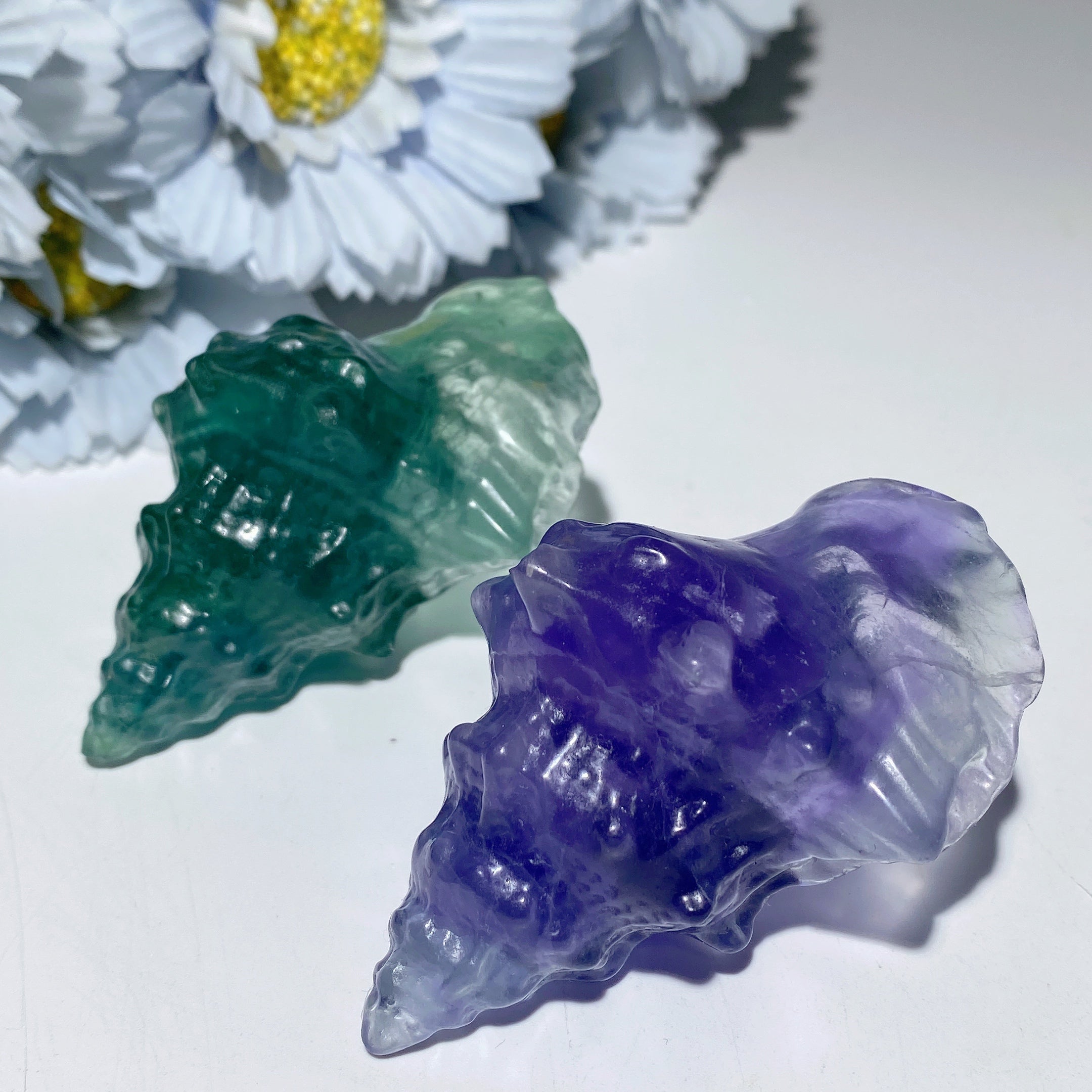 2.6 Inch Fluorite Crystal Conch Figurine for Healing Meditation