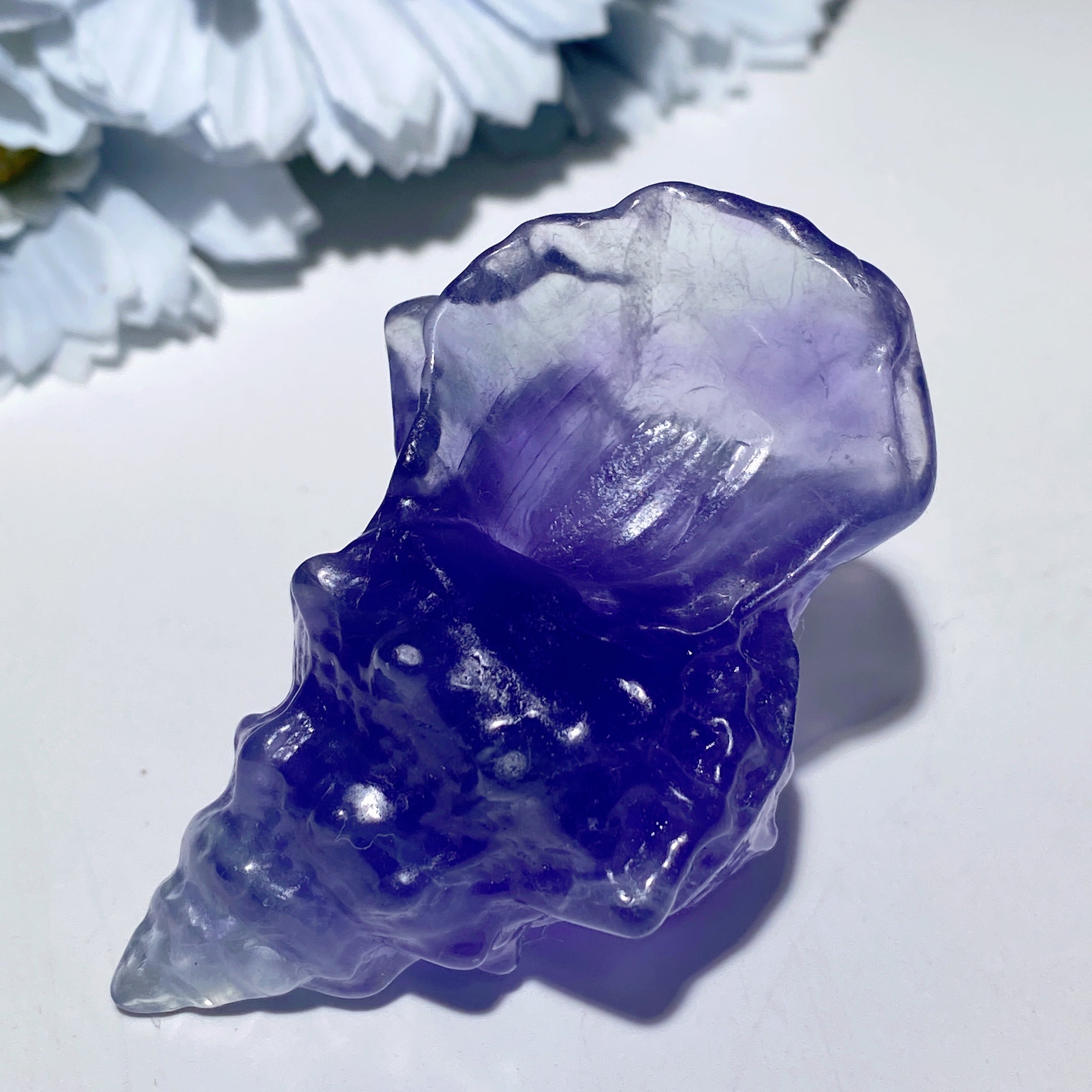 2.6 Inch Fluorite Crystal Conch Figurine for Healing Meditation