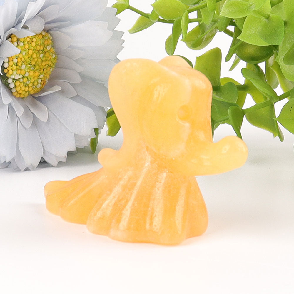 2.6 inch Honey Calcite Crystal Dog Carving Figurine