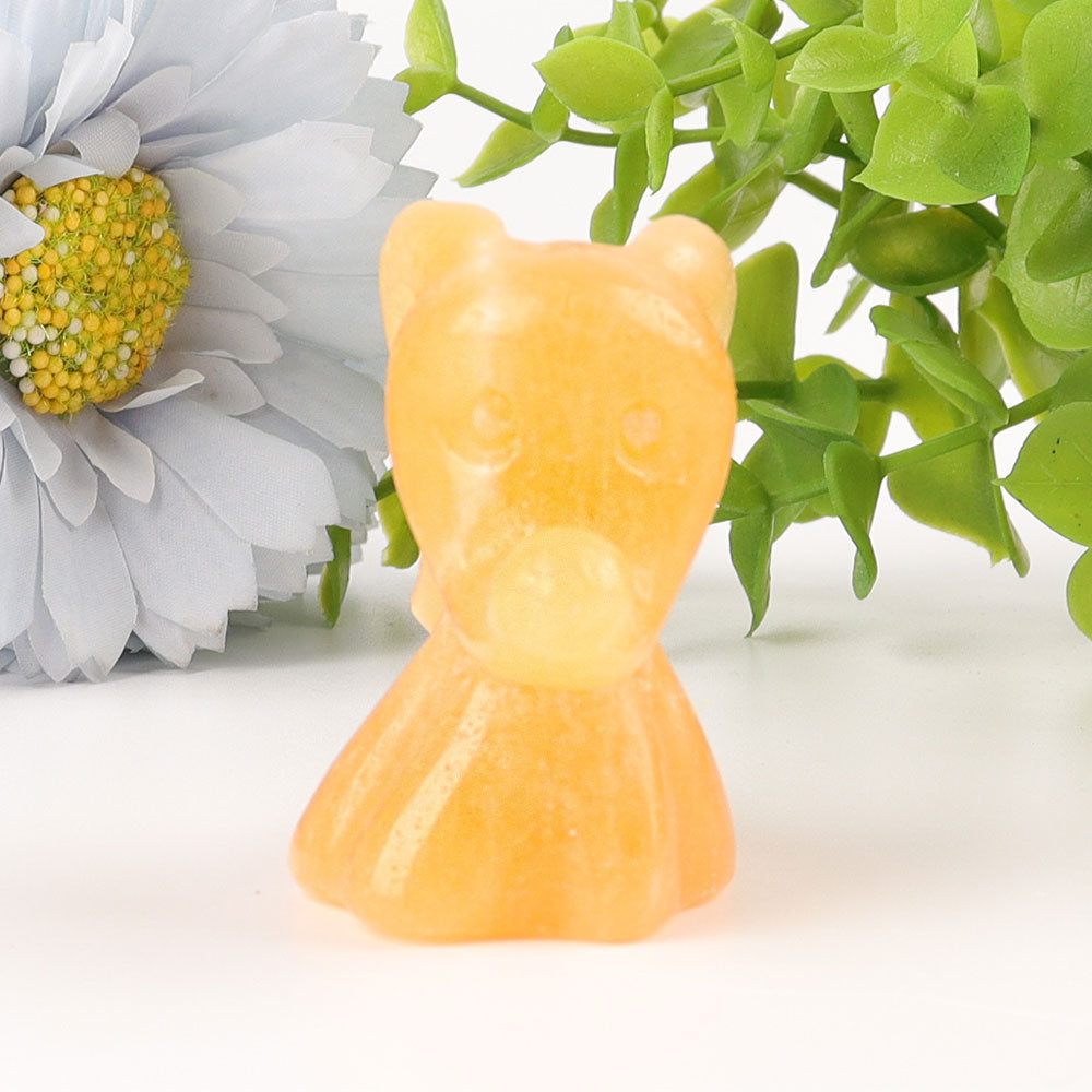 2.6 inch Honey Calcite Crystal Dog Carving Figurine
