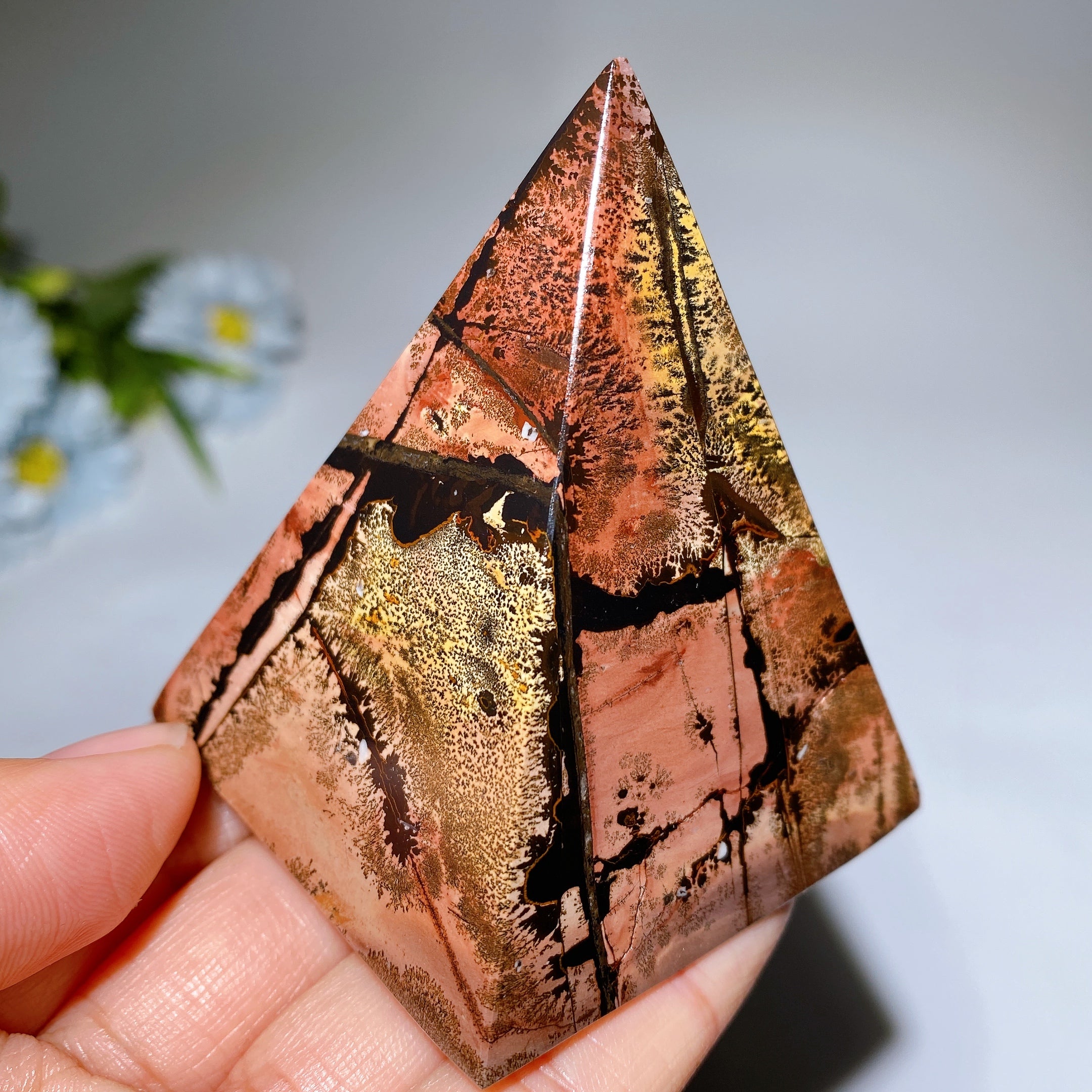 2.6-Inch Picture Jasper Crystal Pyramid for Healing Meditation