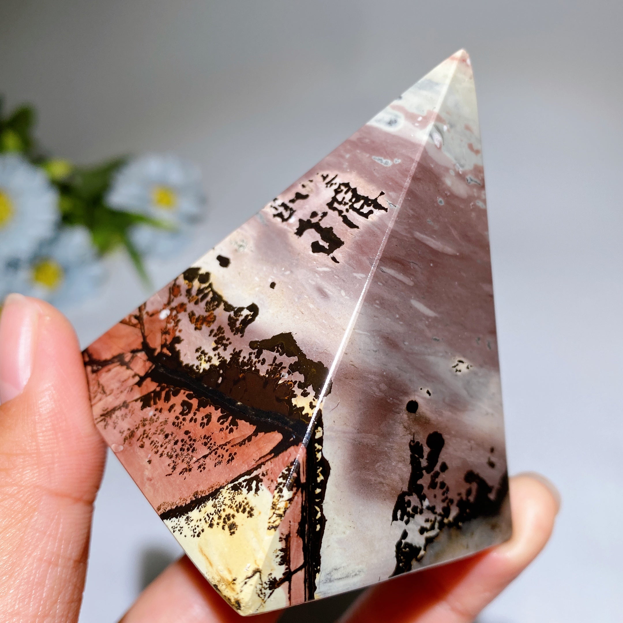 2.6-Inch Picture Jasper Crystal Pyramid for Healing Meditation