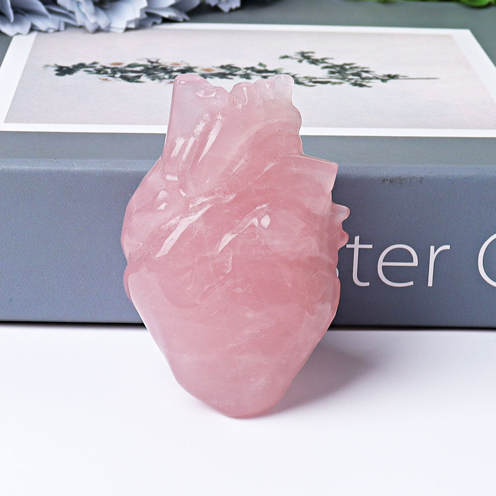 2.6 Inch Rose Quartz Heart Crystal for Heart Chakra Healing
