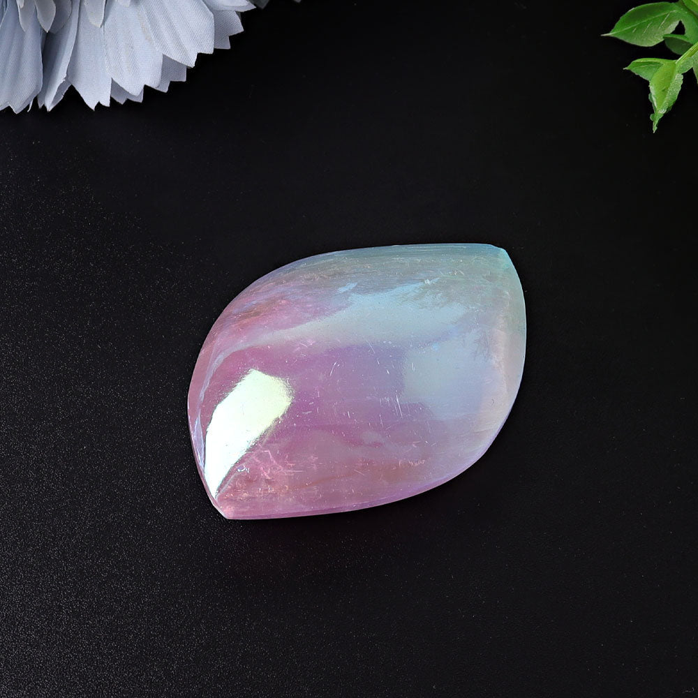 2.6 Inch Selenite Aura Angel Crystal Palm Stone