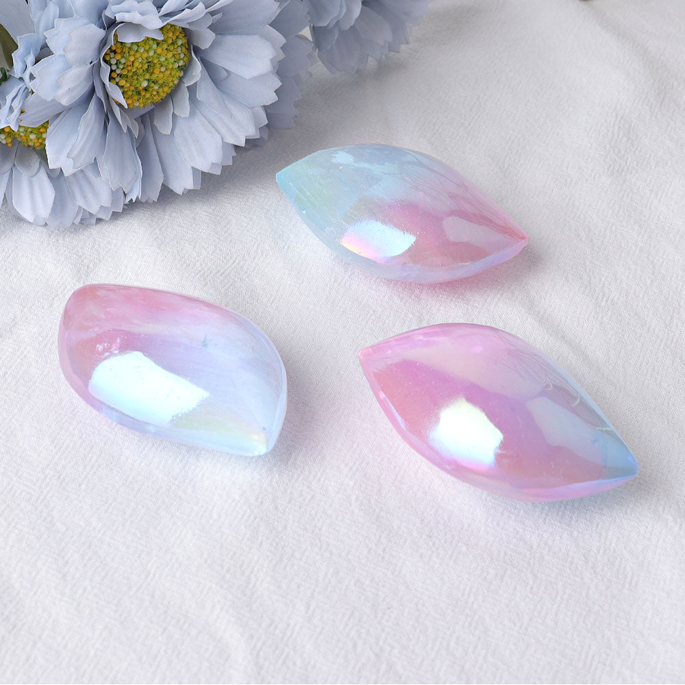 2.6 Inch Selenite Aura Angel Crystal Palm Stone