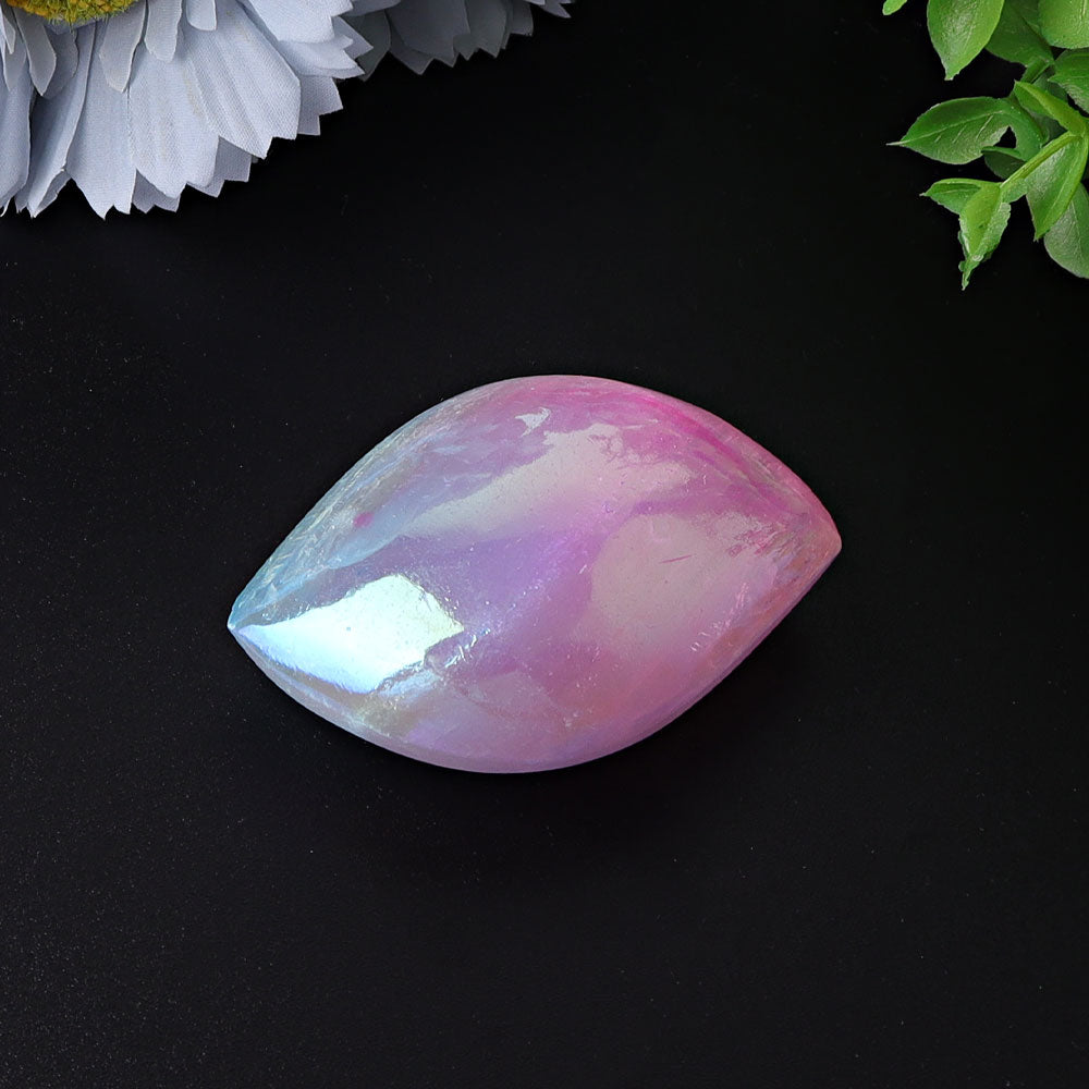 2.6 Inch Selenite Aura Angel Crystal Palm Stone