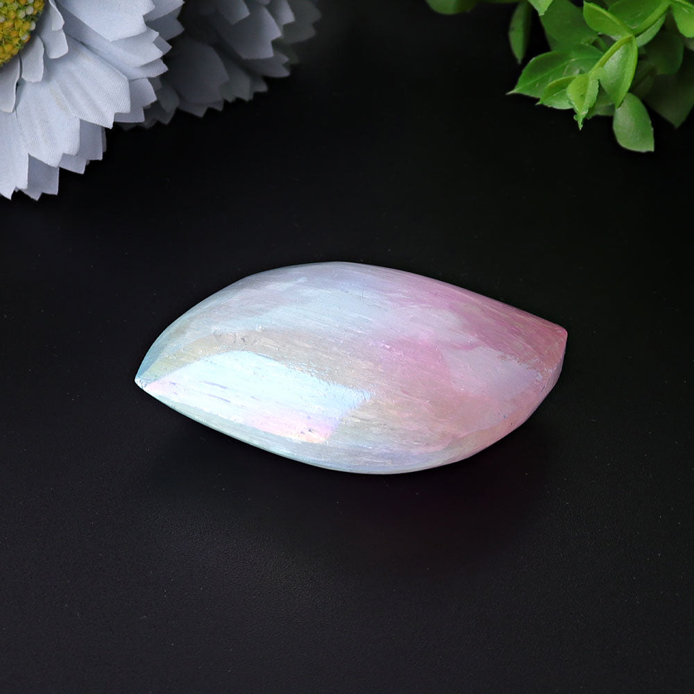 2.6 Inch Selenite Aura Angel Crystal Palm Stone