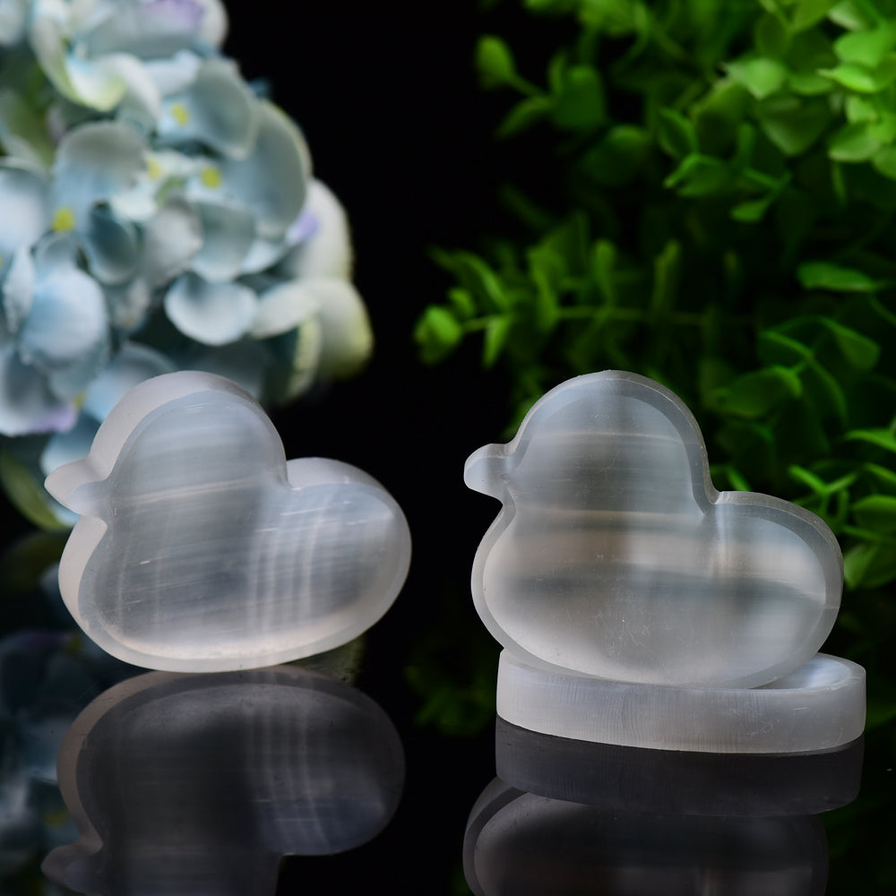 2.6 inch Selenite Duck Crystal Figurine Carving