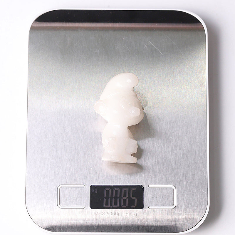 2.6-inch White Jade Crystal Figurine Smurfs Carving